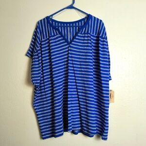 St John's Bay Blue Stripe Sizing Tee Top Size Available 1X/2X